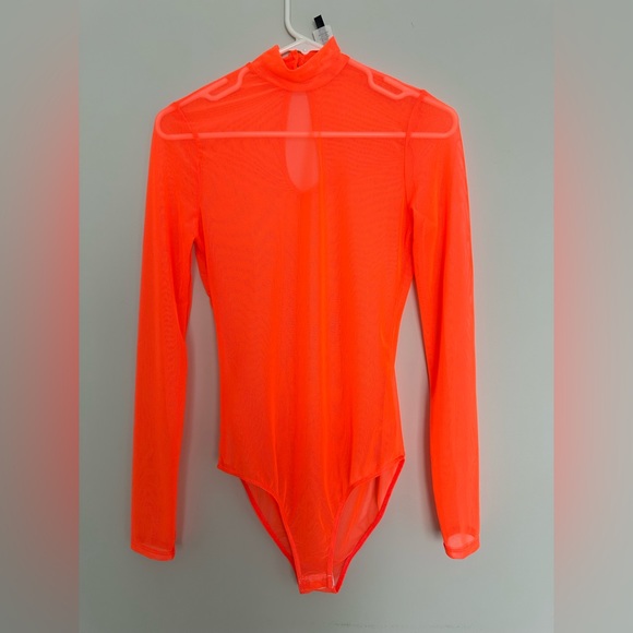 Tops - Mesh neon orange bodysuit Size M